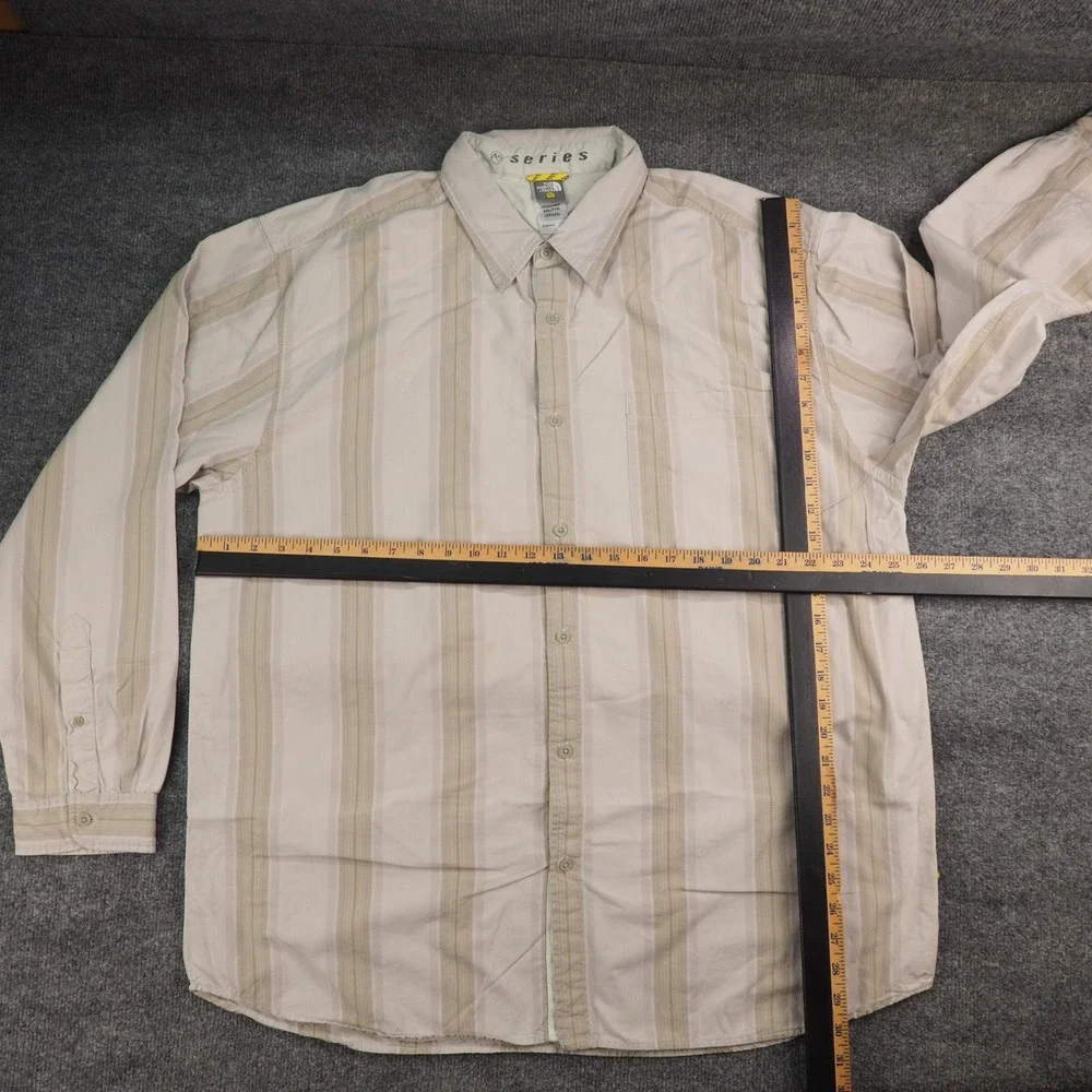 The North Face A5 Series Shirt Men 2XL Button Up Beige Striped Gorpcore Outdoors
